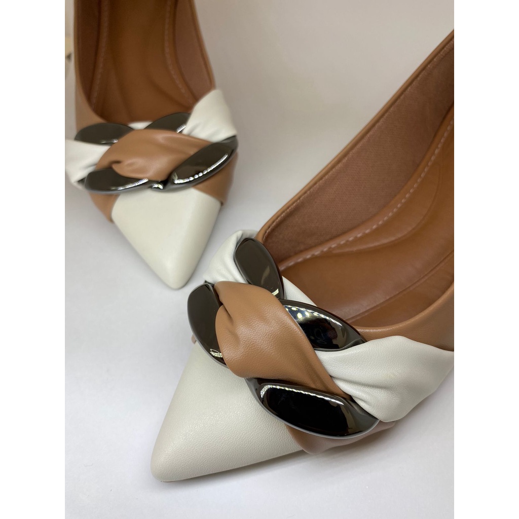 Sapatilha Bico Fino Enfeite Bicolor Nude Shopee Brasil