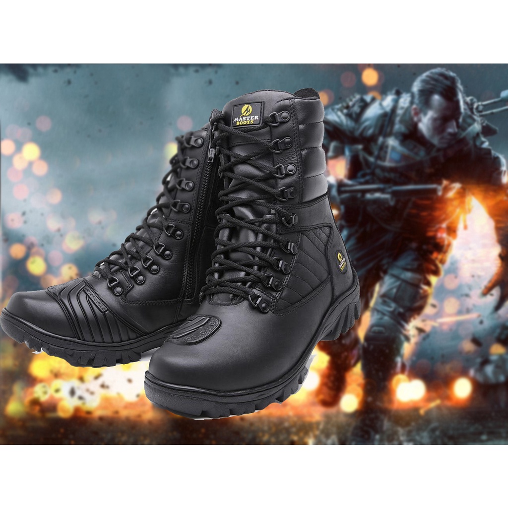 Bota Coturno Militar Motoqueiro Patrulha Rocan T Tica Couro Shopee Brasil