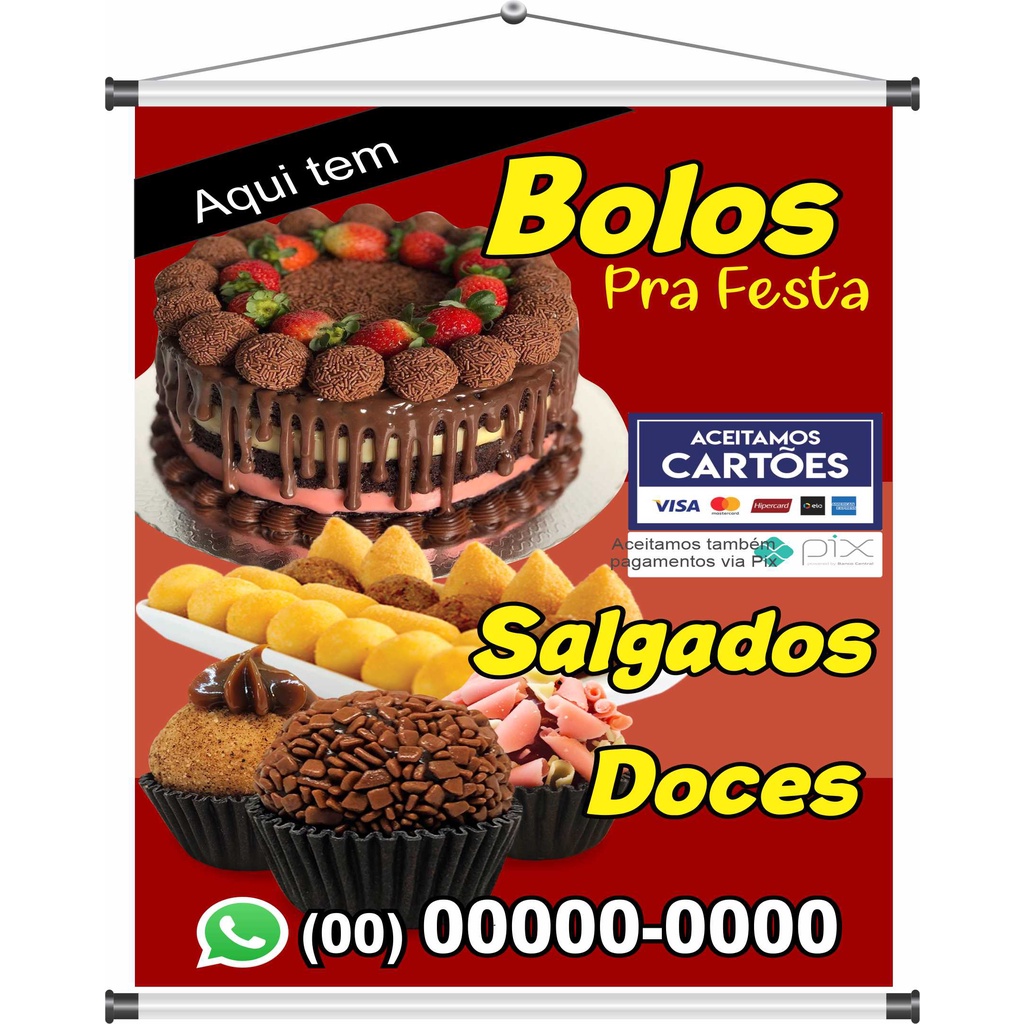 Banner Bolos Salgados Doces 60x50cm Mod59 Shopee Brasil