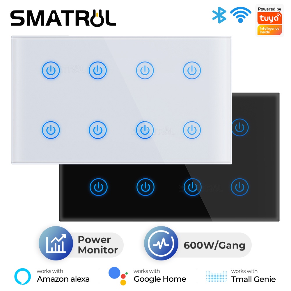 SMATRUL Tuya 8 Gang Monitor De Energia Interruptor De Toque Smart Wifi