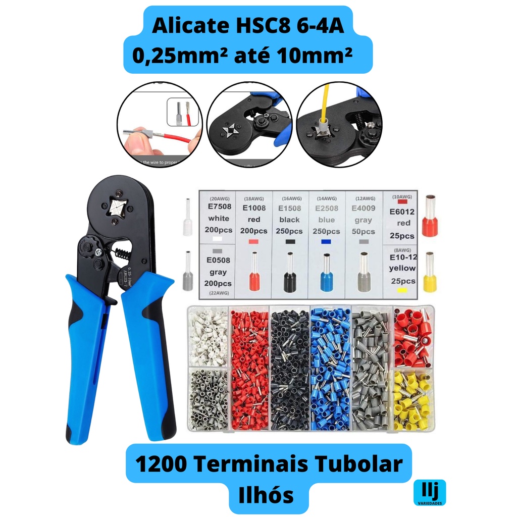 Alicate Crimpador Terminal Prensa Tubular Ferramentas El Tricas Kit