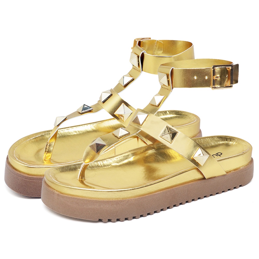 Rasteira Sandália Feminina Flatform Dourado ISYS Original DUBUY 2050FG