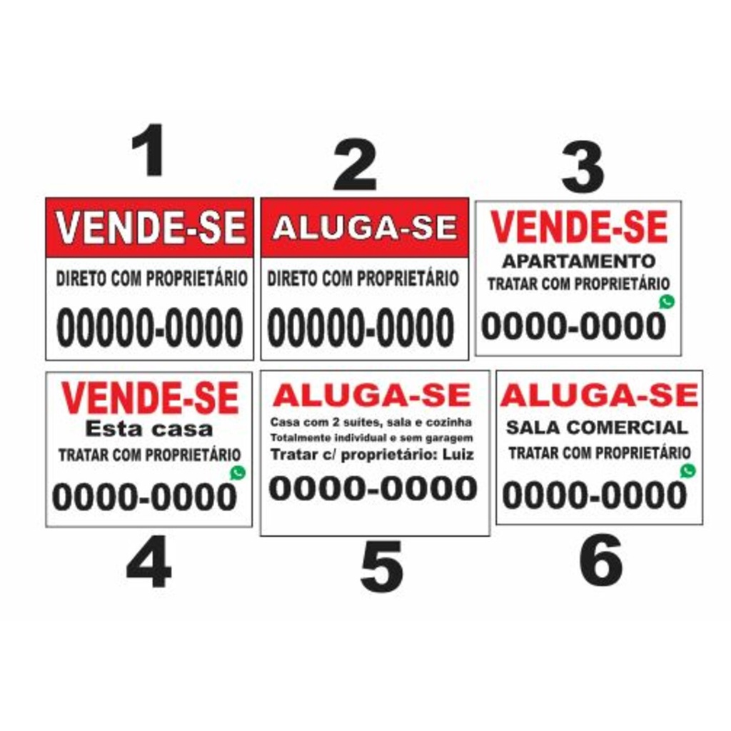 PLACA VENDE SE ALUGA SE 50X40CM 2 PEÇAS Shopee Brasil