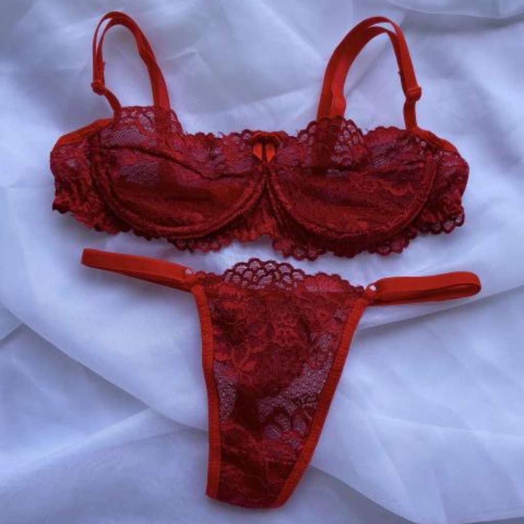 Conjunto Lingerie Renda Vermelha E Aro E Sem Bojo Shopee Brasil