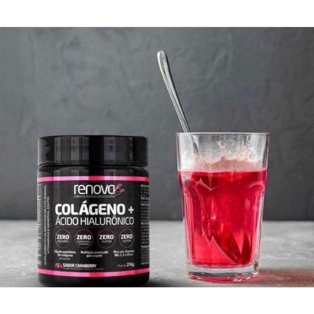 1 Pote Colageno Renova Ácido Hialuronico Sabor Cranberry 216g O