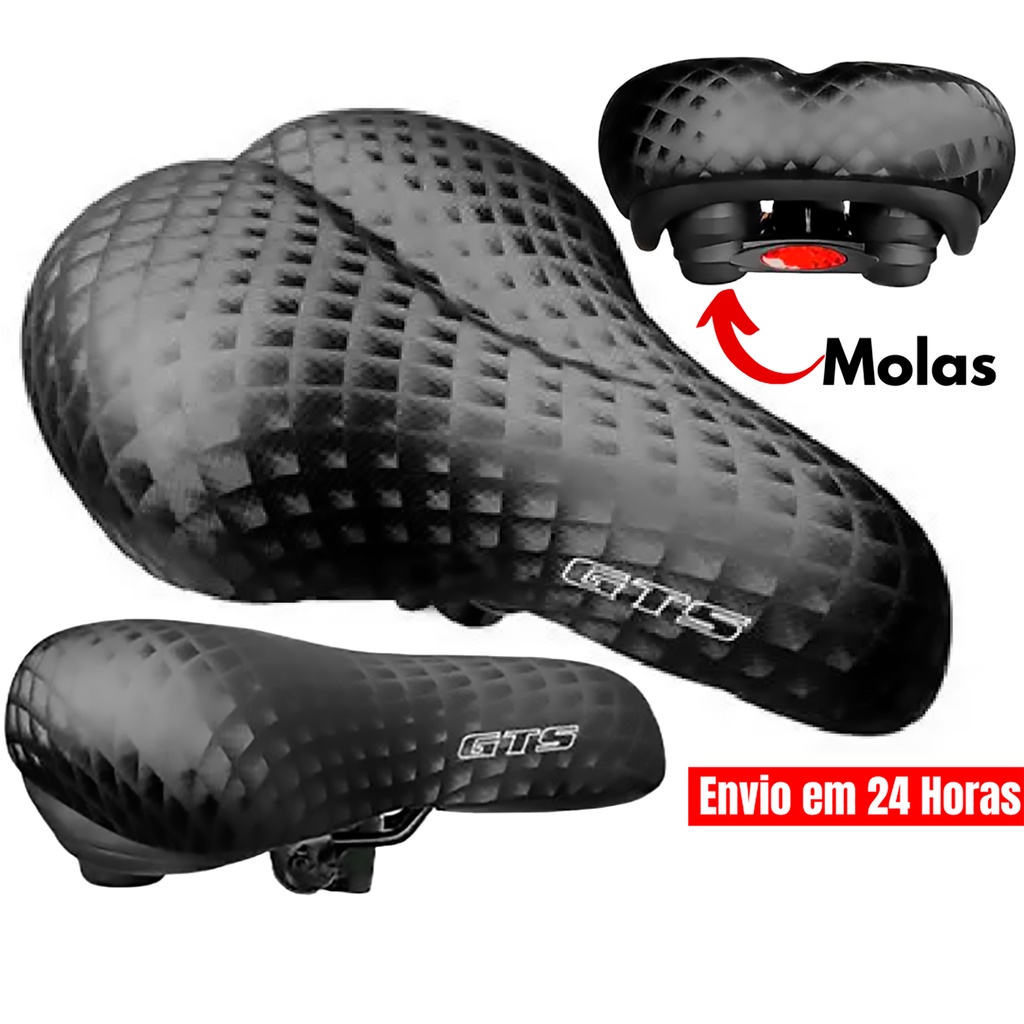 Selim Banco Bike Mtb Gts Molas Largo Preto Super Confortavel