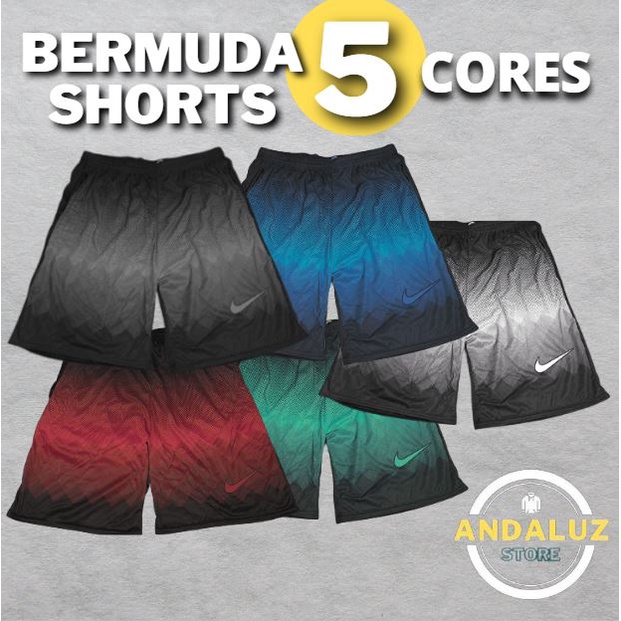 Bermuda Shorts Dry Fit Masculino Futebol Academia Colorido Bolso