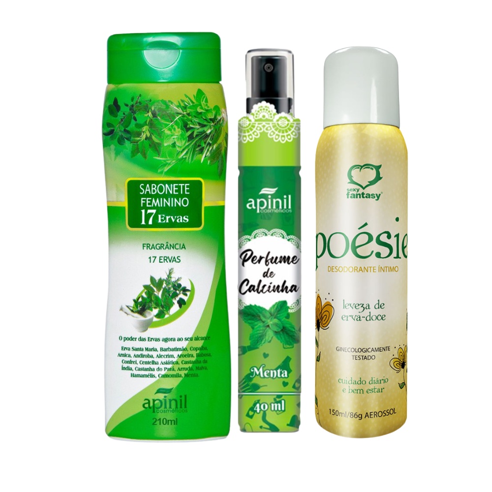 Kit Sabonete Ervas Perfume De Calcinha Menta Desodorante Intimo