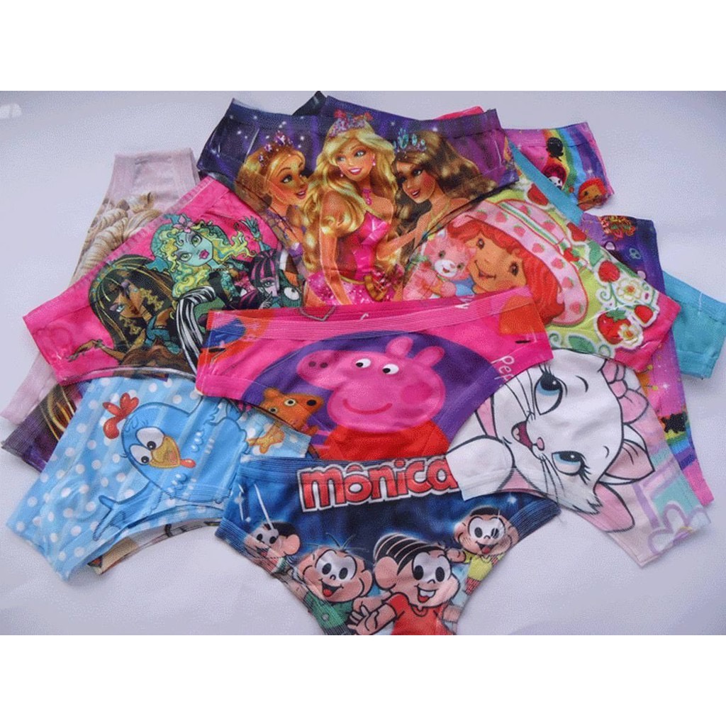 Kit Calcinhas Infantil Sublimada Cal Olinha Menina Lingerie