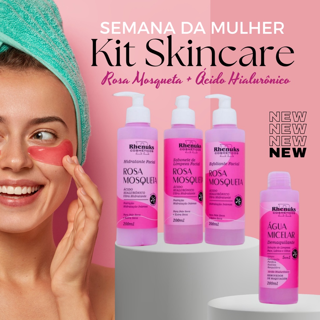 Kit Skin Care Tratamento Facial Rosa Mosqueta Hialur Nico Unidades