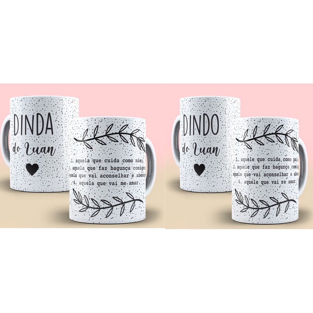 Kit Caneca Personalizada DINDA E DINDO Nome Shopee Brasil