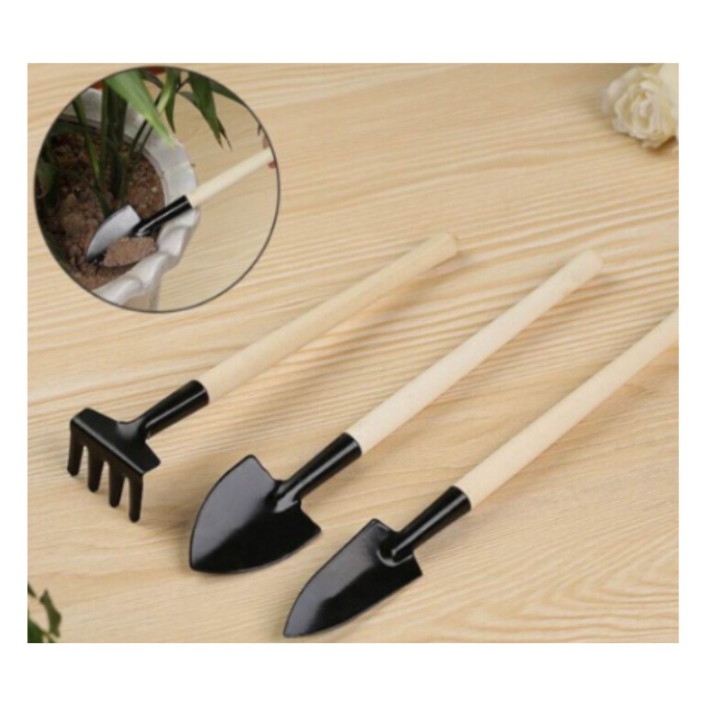 Kit 3 Mini Ferramentas Para Jardinagem Madeira Shopee Brasil