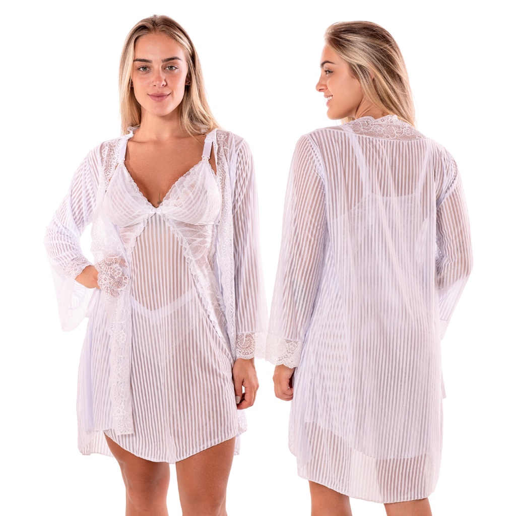 KIT Camisola Robe Amamentação Pós parto Sem Bojo Shopee Brasil