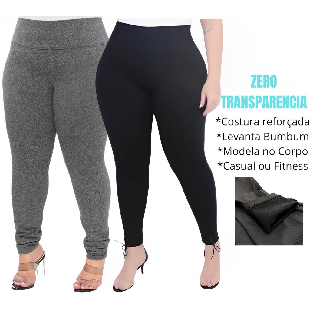 Kit 2 Calça Legging Plus Size Flanelada Forrada Peluciada Grossa