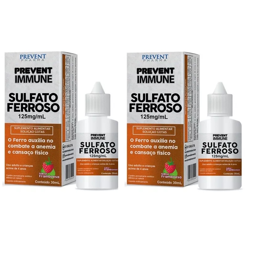 Kit Unidades Sulfato Ferroso Mg Ml Gotas Ml Framboesa Prevent