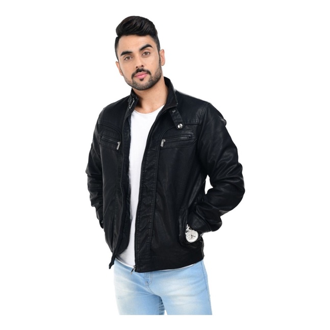 Jaqueta De Couro Ecol Gico Masculina Motoqueiro Shopee Brasil