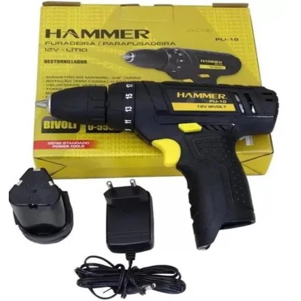 Parafusadeira Furadeira A Bateria Manual Bivolt Hammer Shopee Brasil