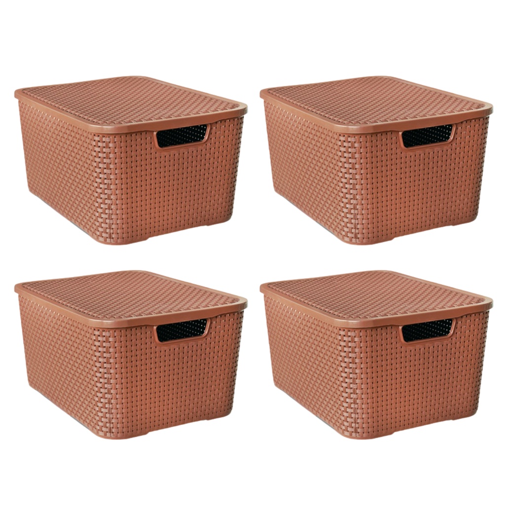 Kit 4 Caixas Organizadora Rattan Tampa 40 Litros Grande Shopee Brasil