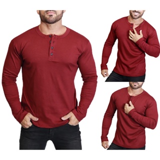 Camiseta Henley Masculina Slim Fit Manga Longa J Silver Preta Azul