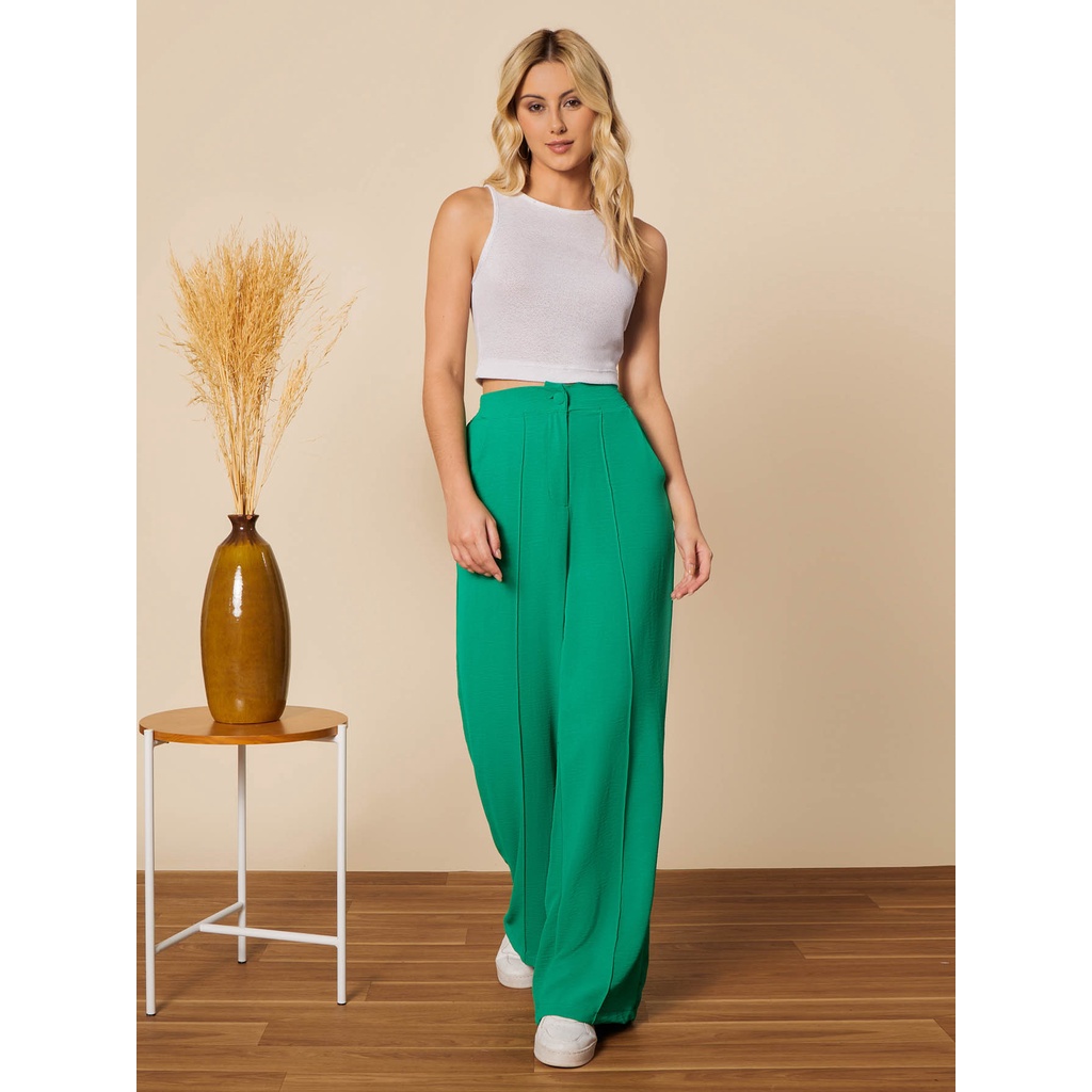 Calca Pantalona Alfaiataria Feminina Tecido Duna Shopee Brasil