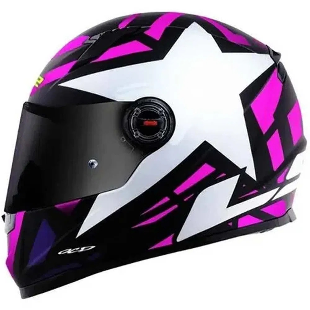 Capacete Moto Feminino Fechado LS2 Classic FF358 Starwar Preto Rosa