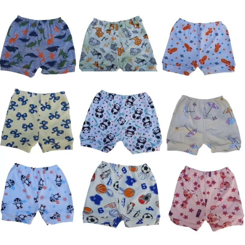 Shorts Para Bebê Estampados suedine Tapa Fralda 100 Algodão Shopee