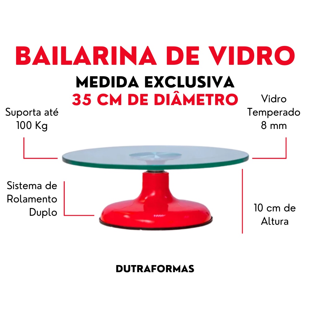 Bailarina De Vidro Cm Profissional Rolamento Duplo Vidro