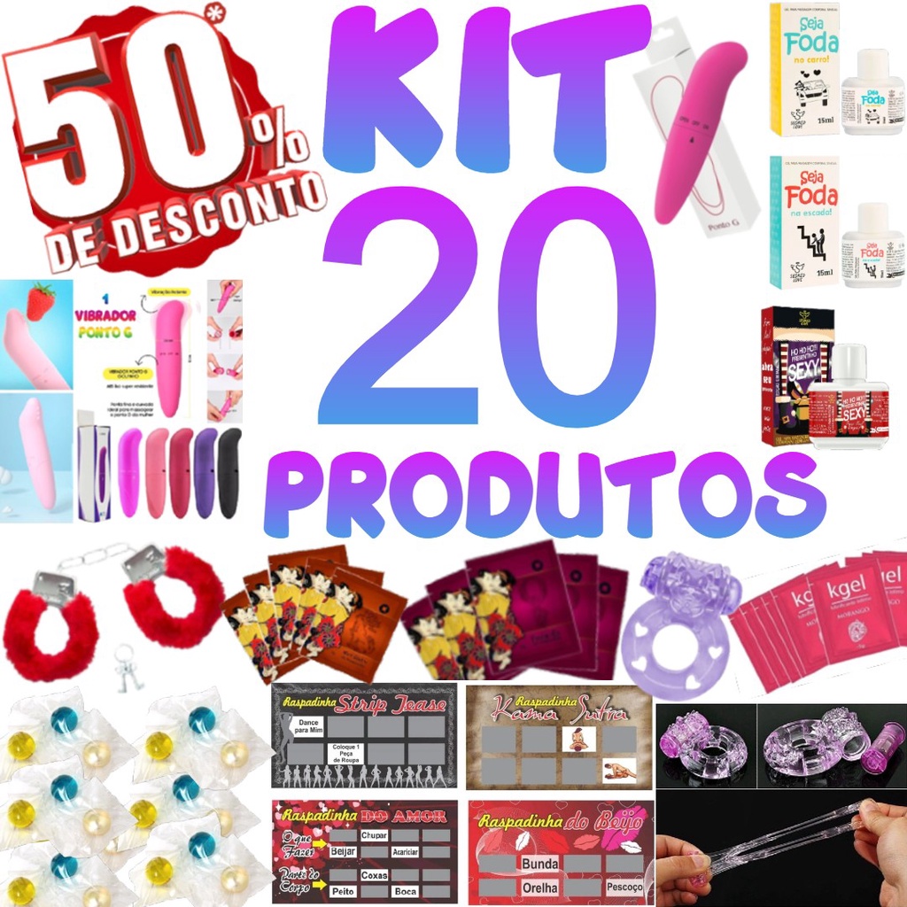 Kit Erotico 20 Itens Sex Shop Vibrador Ponto G Algemas De Metal