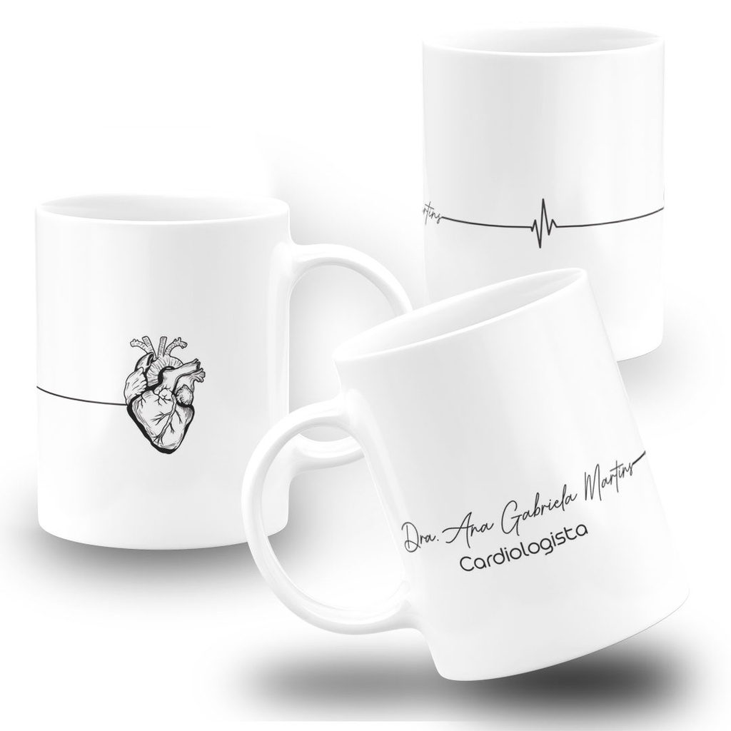 Caneca Medicina Profisão Cardiologista Personalizada Médico do Coração