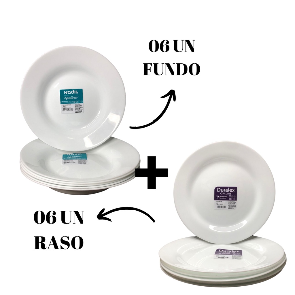 Kit Pratos Fundo Pratos Raso Menu Branco Opaline Nadir Figueiredo