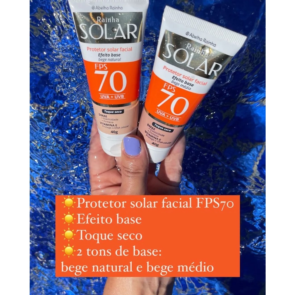 Protetor Solar Facial Cor De Base FPS 70 40g Abelha Rainha Shopee