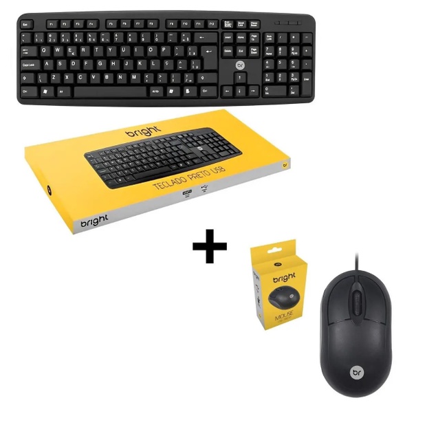 Mouse E Teclado KIT USB Preto Bright Shopee Brasil