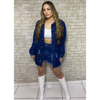 Jaqueta Jeans Feminina Max Blogueira Destroyed Rasgada Top Shopee Brasil