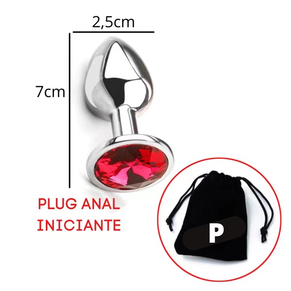 Plug Anal Em A O Inox Polido Detalhe De Joia Na Base P M G Gs