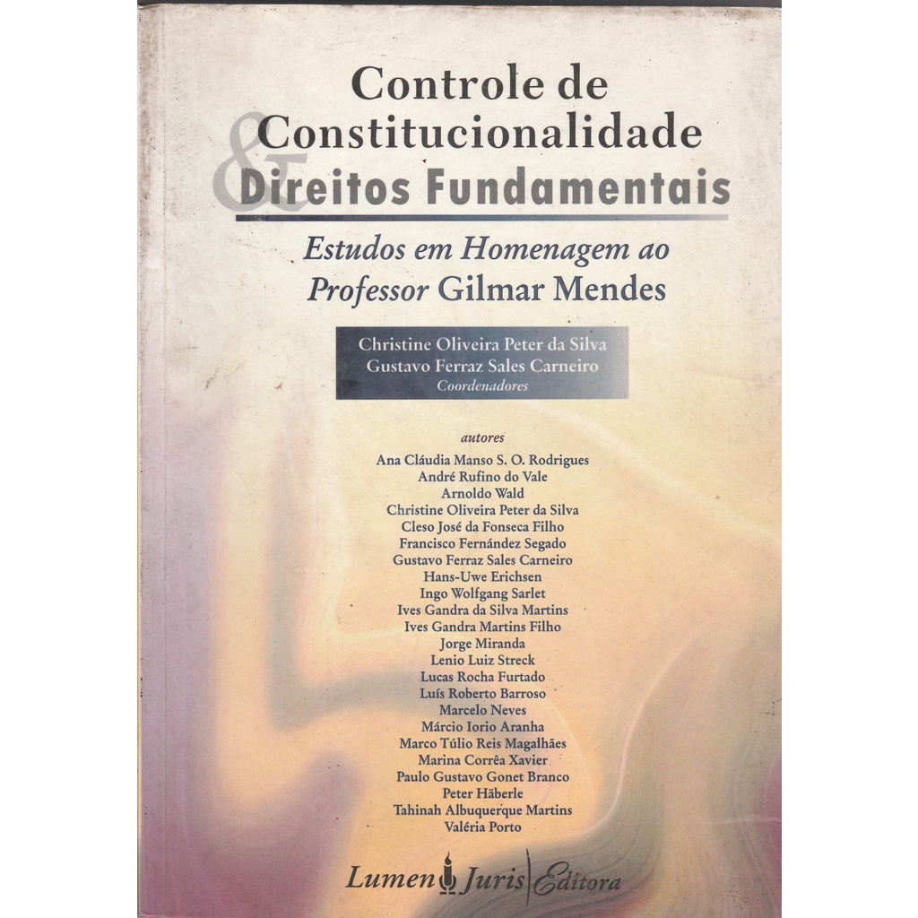 Livro Controle De Constitucionalidade Direitos Fundamentais Shopee