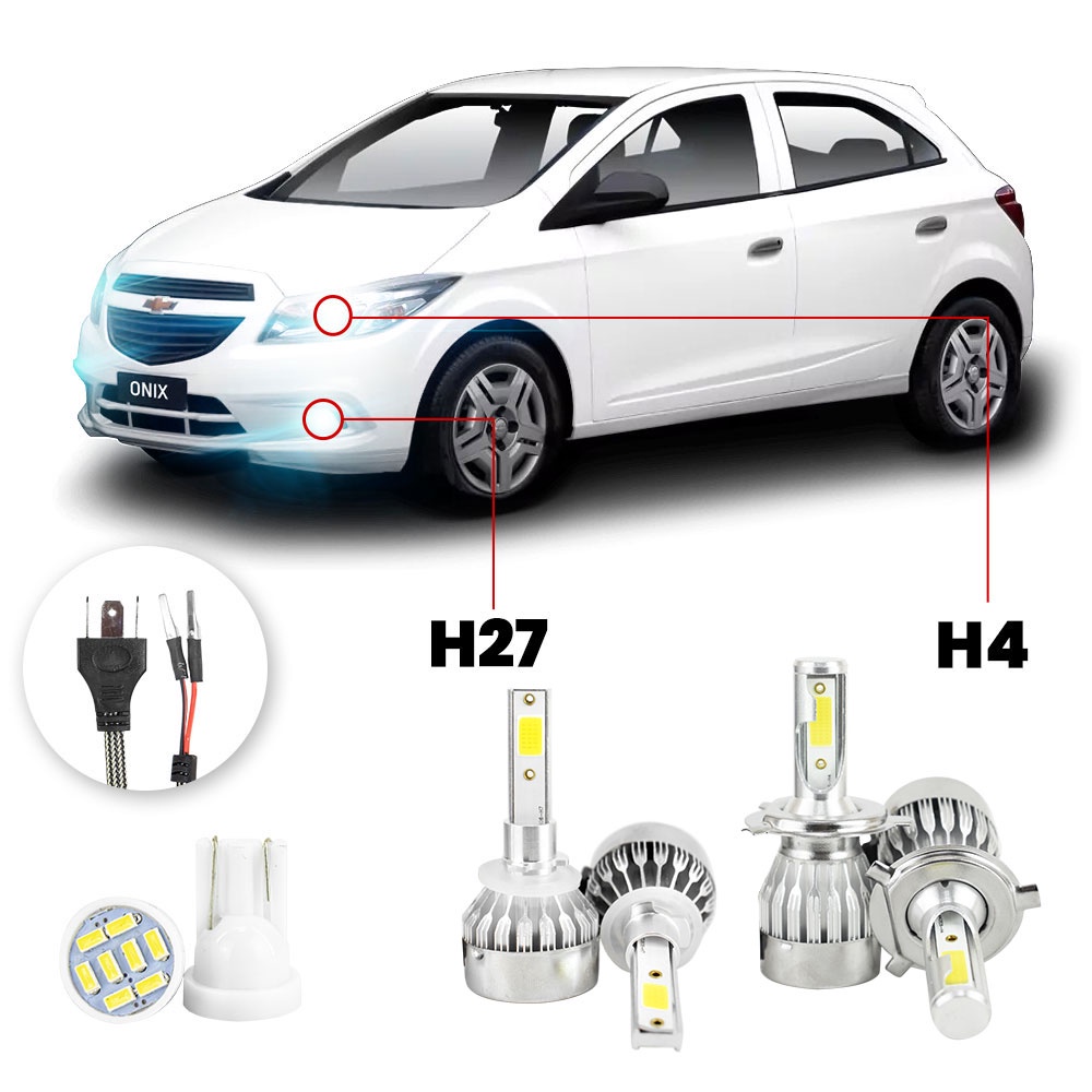 Kit Lampadas Led Chevrolet Onix E Onix Joy 2012 A 2020 H4 Alto E Baixo