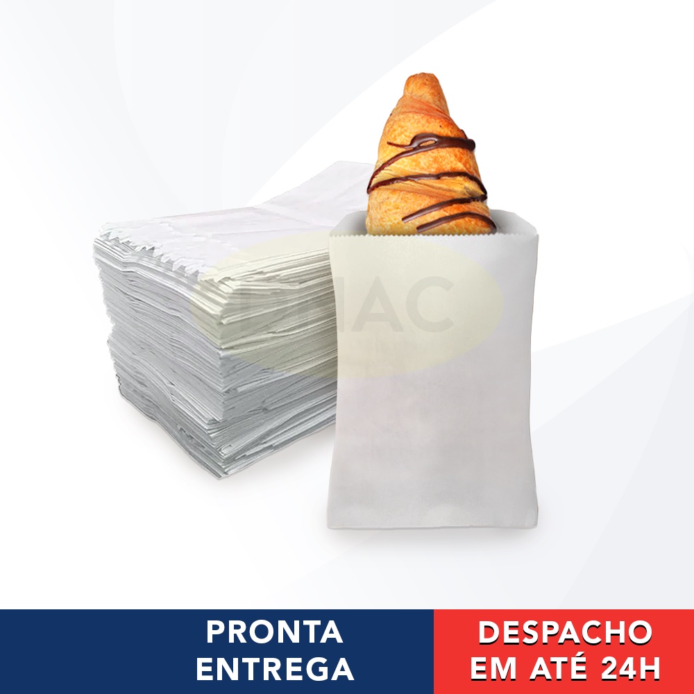 Saco De Papel Kraft Branco Liso Para Pipoca 2Kg 500 Unidades