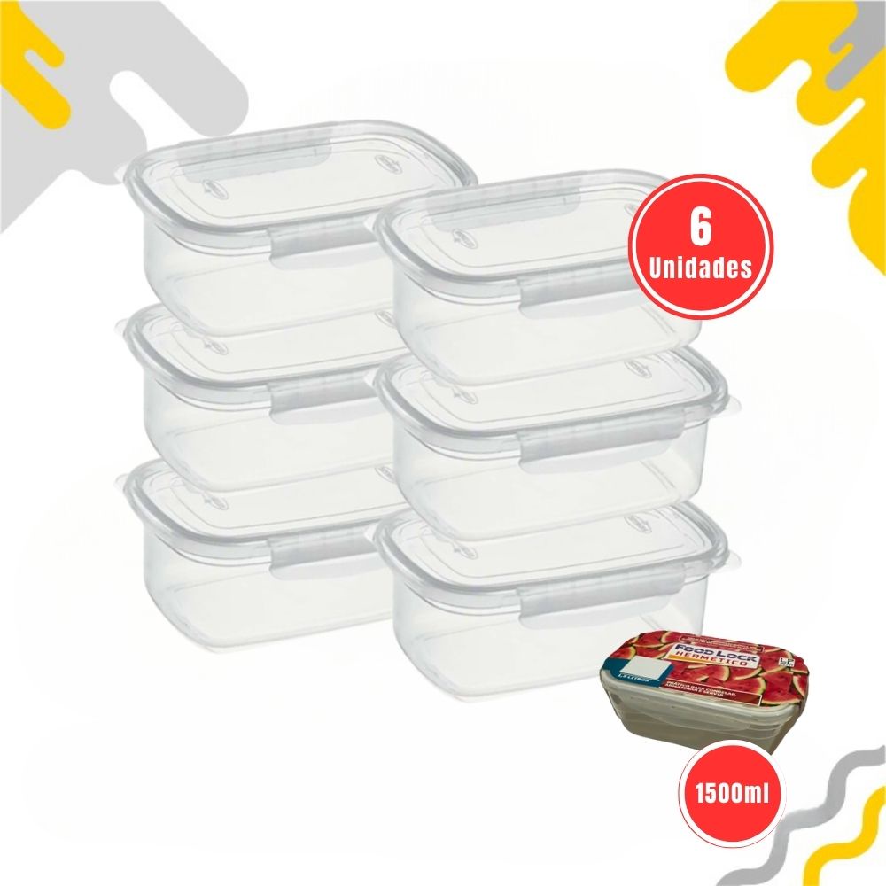 Kit Marmitas Fitness 1500ml Para Freezer E Microondas Potes Plásticos