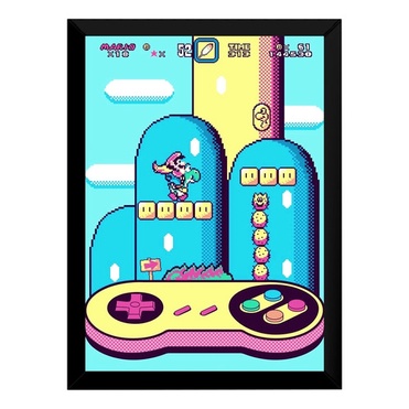 Poster Moldurado Retro Game Super Mario Controle Nintendo Arte Shopee