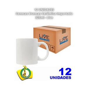 Kit 12 Unidade Caneca Branca 325 ML Live Importada Qualidade