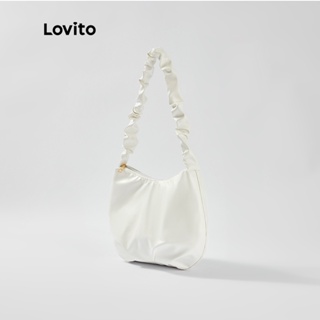 Lovito Casual Bolsa De Ombro Feminina Lisa Pequena Plissada Z Per