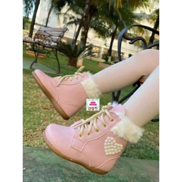 Bota Coturno Infantil Nude Rosé Shopee Brasil