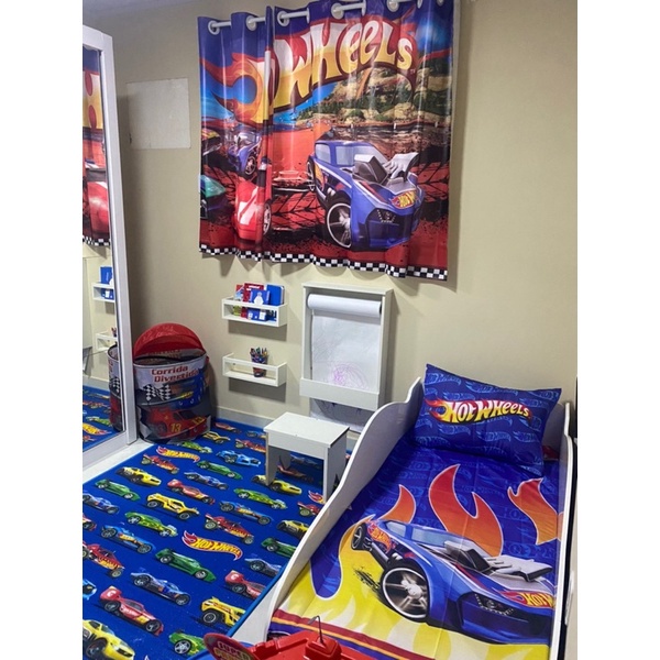 Jogo De Lençol Cobre Leito Fronha Quarto Infantil Hot Wheels Whels