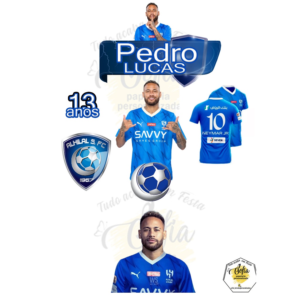 Topo De Bolo NEYMAR AL HILAL Topper Personalizado Shopee Brasil