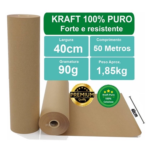 Papel Kraft Natural Pardo 40cm Bobina 50 Metros P Embalagem Shopee Brasil