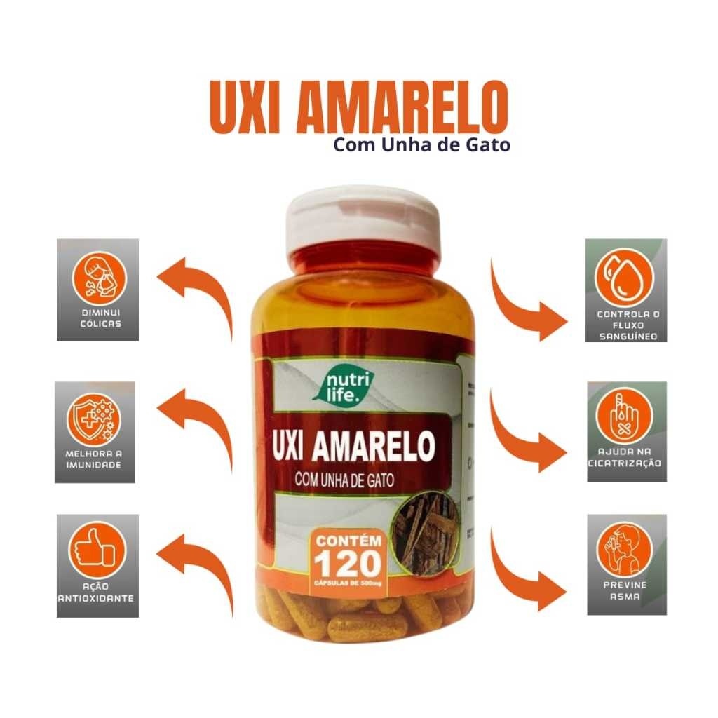 1UN Uxi Amarelo Unha De Gato Puro Original 120 Capsulas 500mg