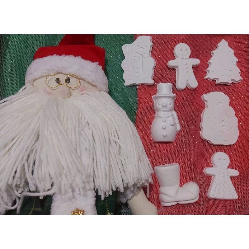 kit 60 Peças de Gesso Cru TEMA NATAL para Recreação Infantil