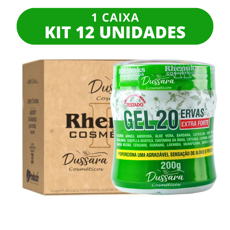 Kit 12 Gel Para Massagem Muscular 20 Ervas Extra Forte 200g