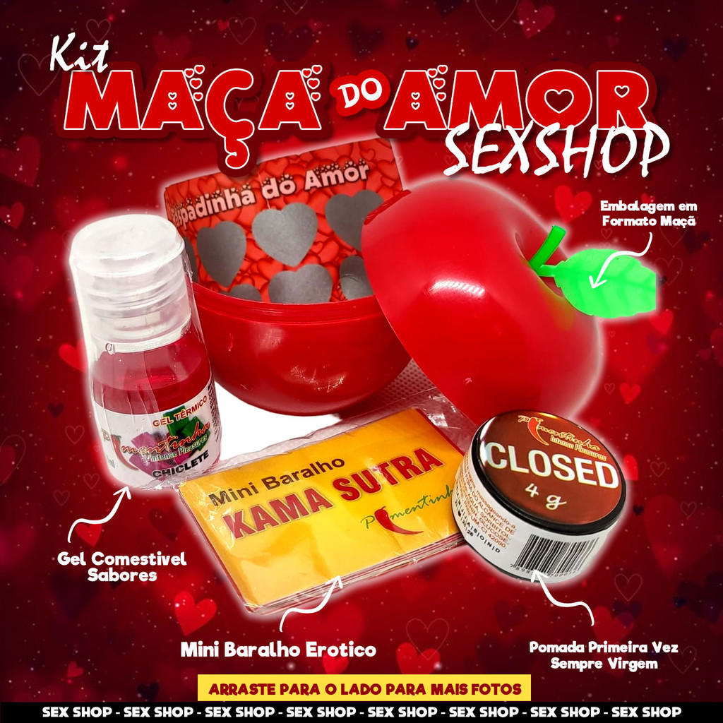 Kit Sex Shop Maça Do Amor Gel Termico Raspadinha Erótica Mini