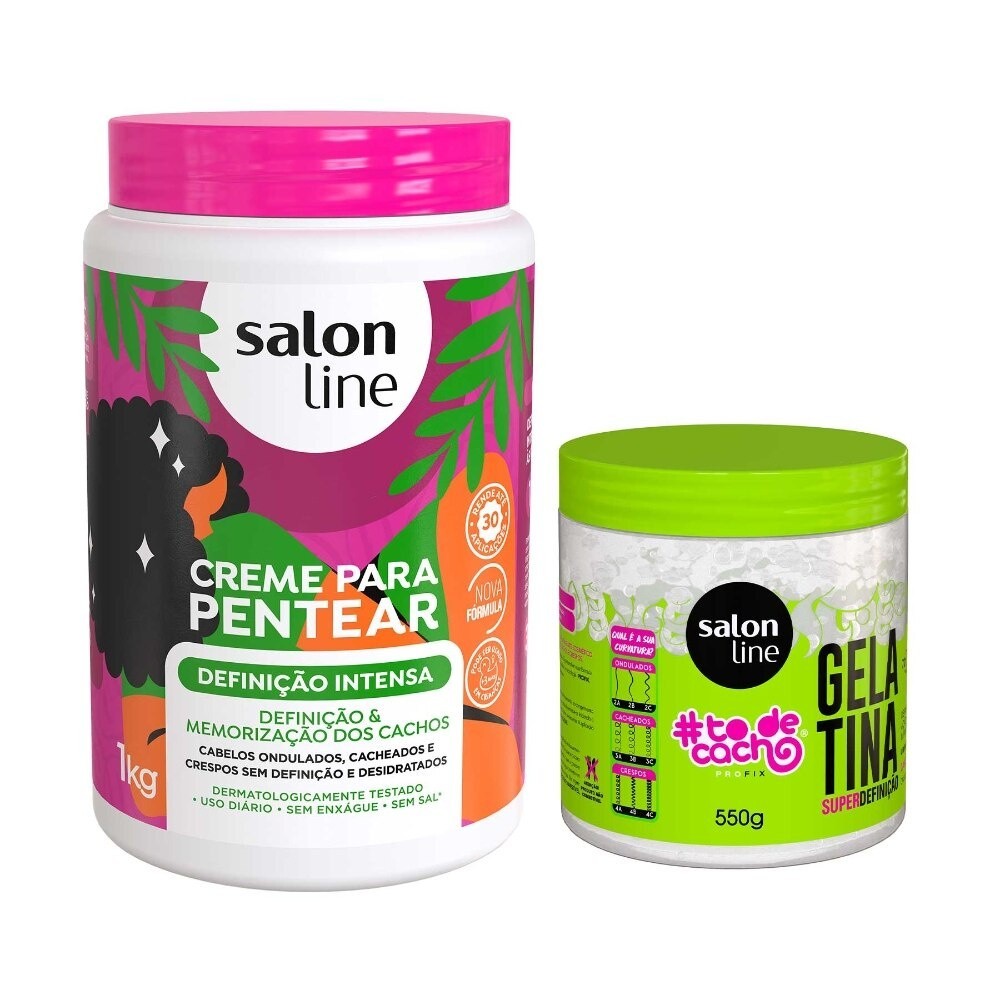 Kit Definição Gelatina Todecacho 550g Creme para Pentear 1 kg Salon